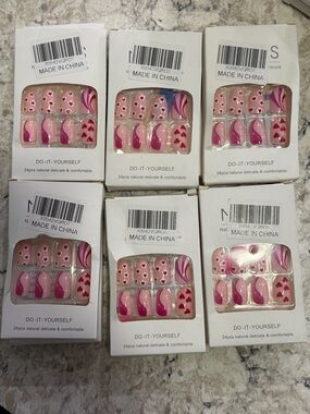 Pink Heart & Swirl Press-On Nail Sets 12 new packs, 24 nails per pack